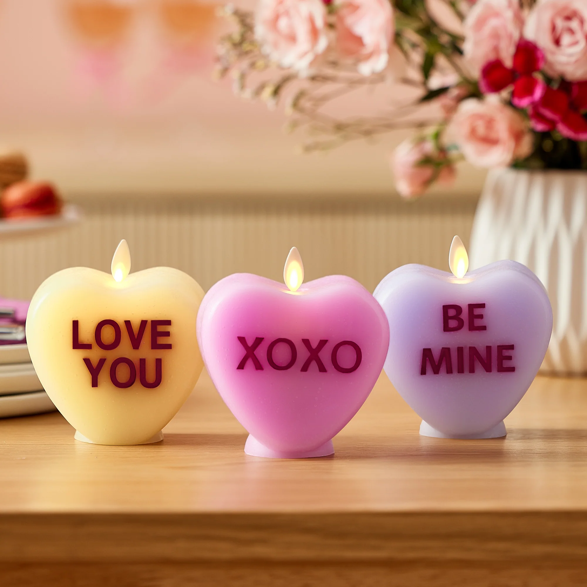 Lemon Chiffon Flameless Candle Candy Heart "LOVE YOU" - Image 3