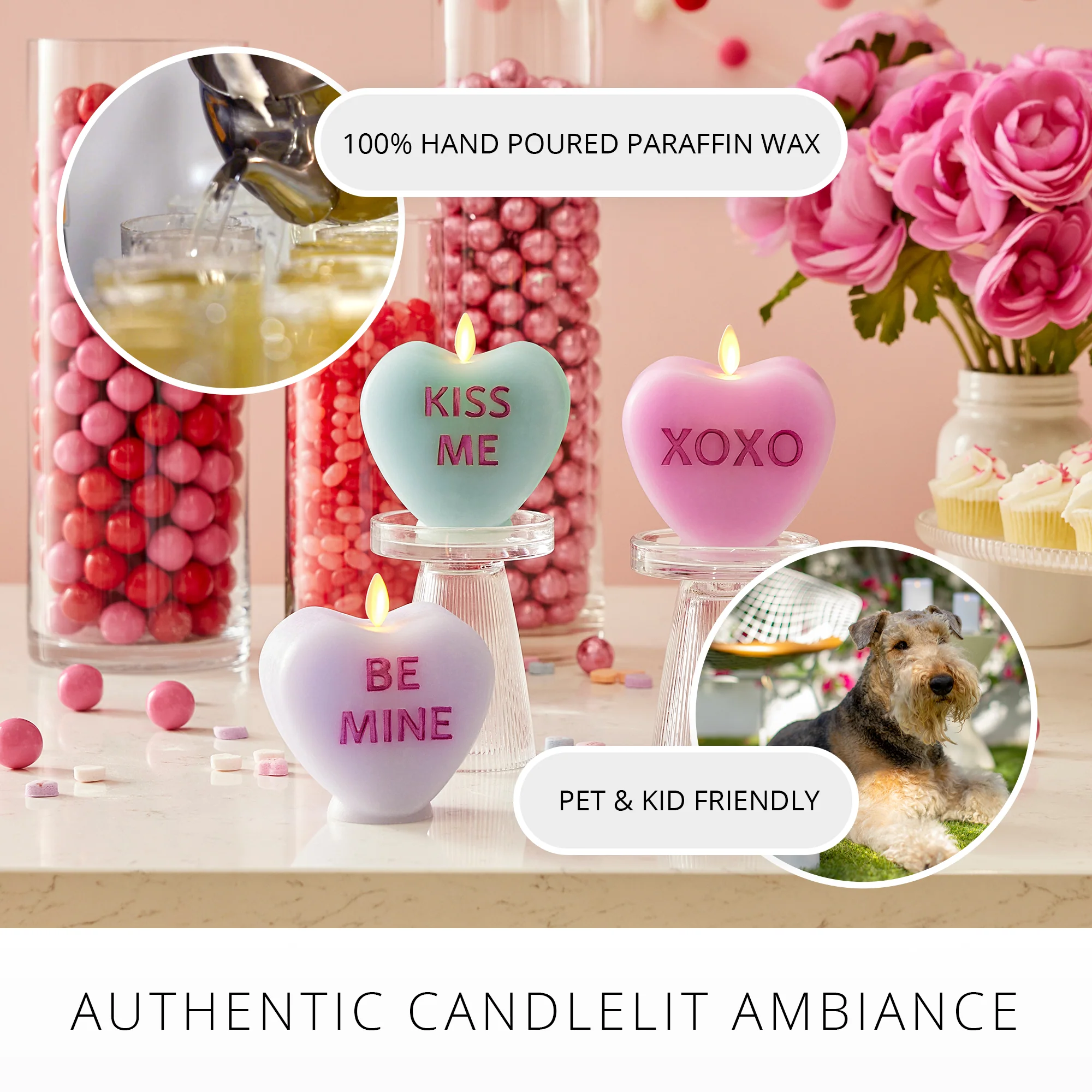 Pastel Orchid Flameless Candle Candy Heart "XOXO" - Image 6